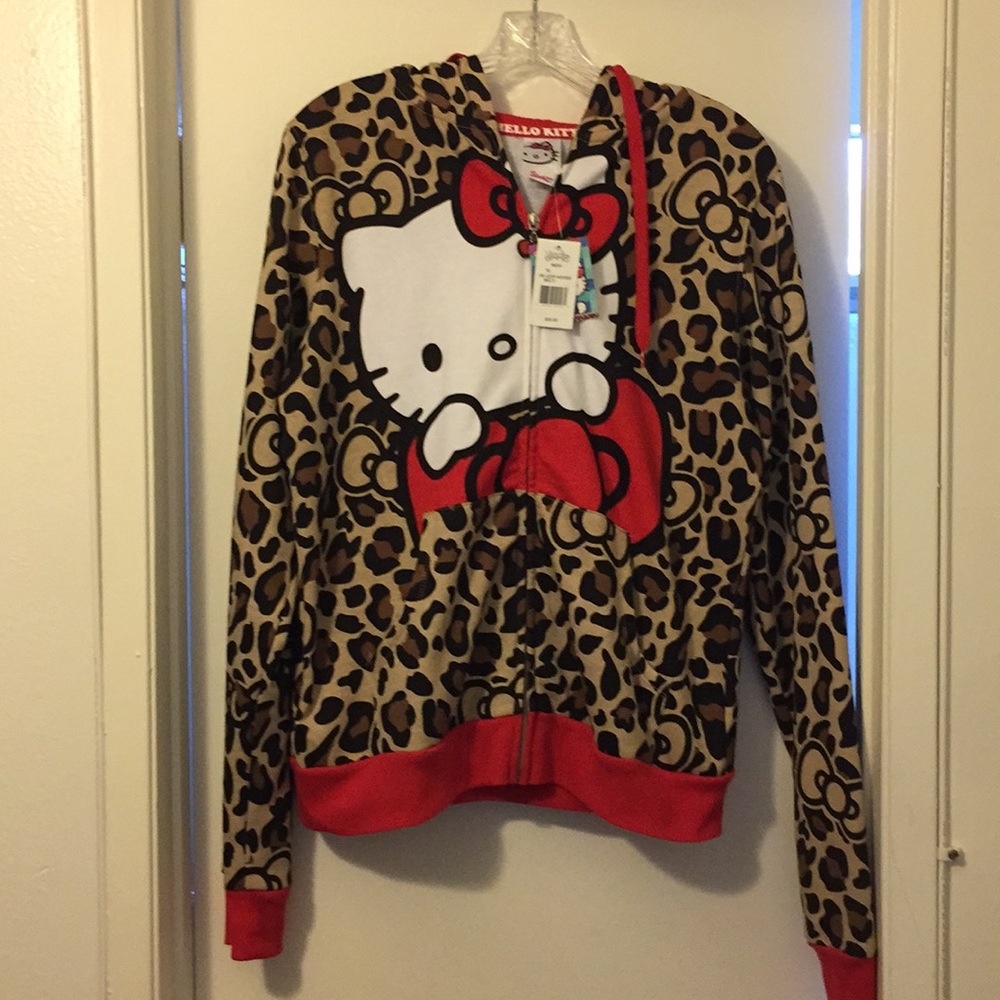 Hello Kitty Leopard Zip Up Hoodie NWT